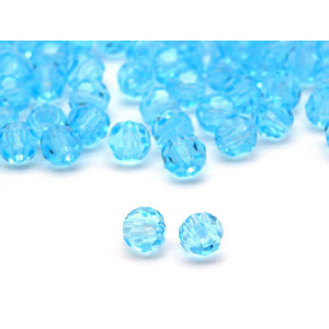 4 mm Czech MC Round Faceted Crystal Beads - Aquama...