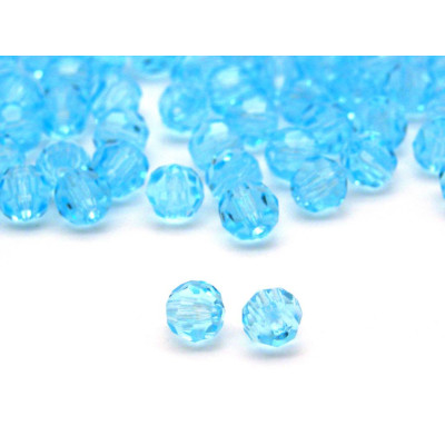 4 mm Czech MC Round Faceted Crystal Beads - Aquamarine - 24 pc