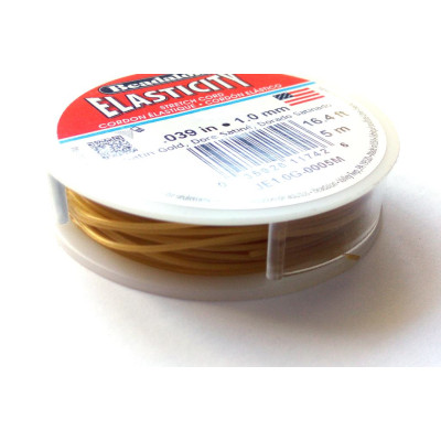 1.0 mm (.039 inch) Spool Beadalon Elasticity Elastic Cord - 5 m (16.4 ft) - SATIN GOLD