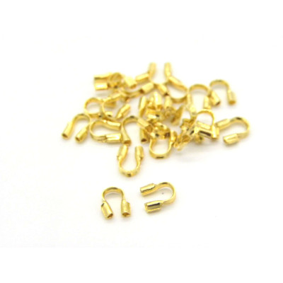 5 x 4 mm U-shaped Brass Wire Guard Protectors - Gold Plated - 100 Pc