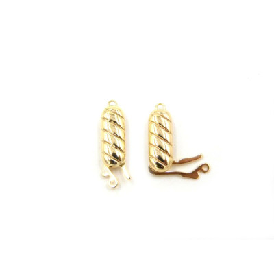 22 x 6.5 mm Oval Brass Box Clasps, Fish hook Clasps - Nickel Free - 18k Gold plated (1 or 5 pc.)