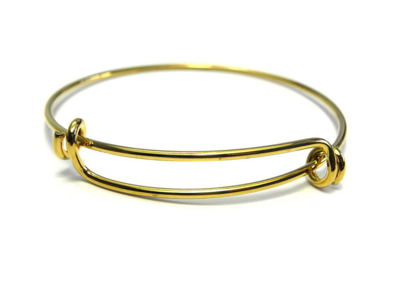 64 mm (2.5 inch) Brass Bracelet Bangle Adjustable Width - Brass Gold - 1 Pc.