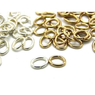6 mm x 4,5 mm ovale versilberte oder vergoldete Biegeringe (100 Pc.)