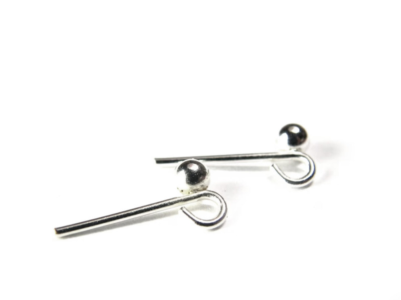 20 Stk. Ohrstecker 14 mm m. Öse + 20 Stk. Ohrring Verschlüsse 5mm - Versilbert