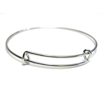 64 mm (2.5 inch) Stainless Steel Bracelet Bangle Wire - Adjustable width - Platinum Silver 64 mm (2.5 inch) Stainless Steel Bracelet Bangle Wire - Adjustable width - Platinum Silver