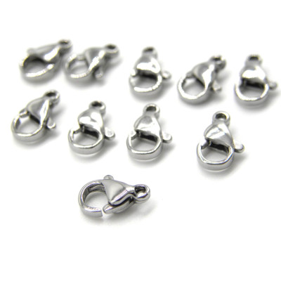 10 x 6 x 3 mm mittelgroßer Karabinerverschlüsse aus Edelstahl - silberfarbig (10 Stück)