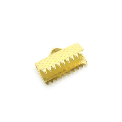 Rechteckige Bandklemmen aus Edelstahl (15 mm) - 18K vergoldet