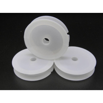 67x14mm Plastic (PP) Empty Spools for Wire, Thread Bobbins, White, 10.5 mm Hole - 5 Pc