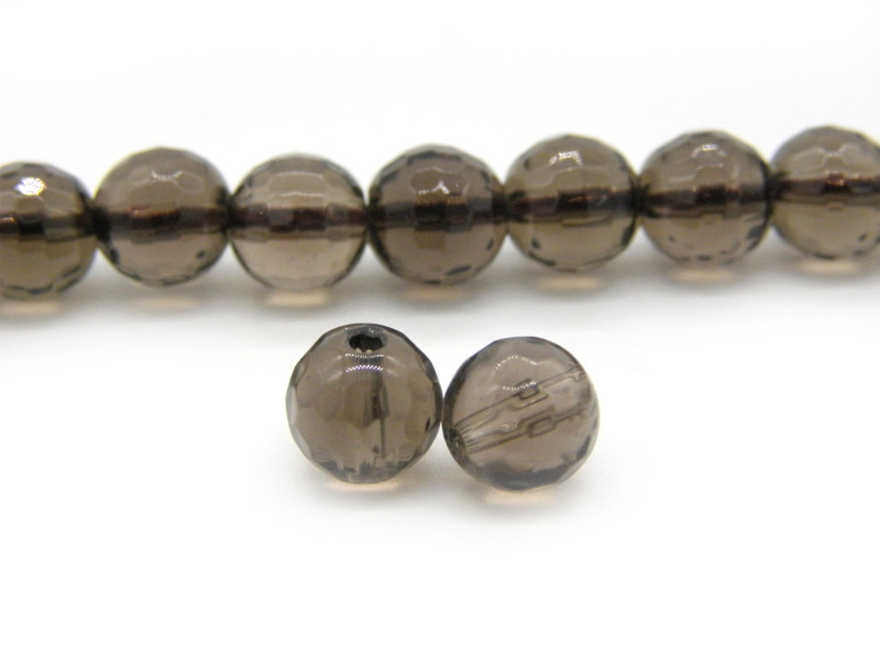 Runde facettierte Rauchquarzperlen 6mm - Klasse A