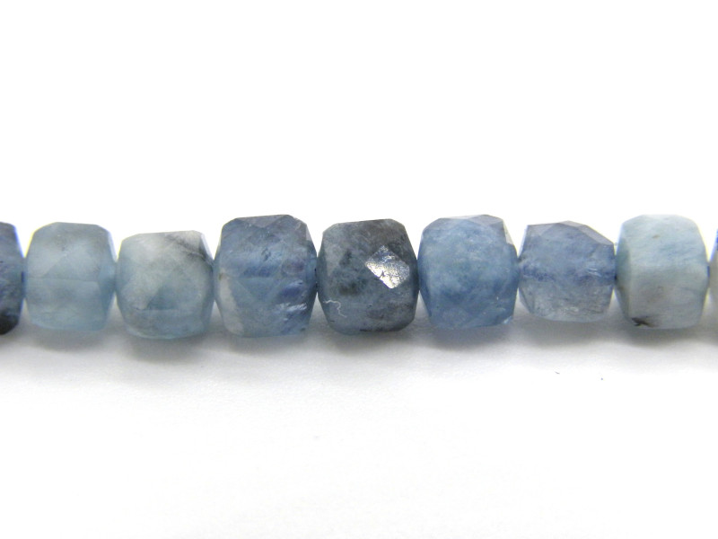 4.5 mm Medium Faceted Cube Devil Blue Aquamarine Gemstone Beads - Strand