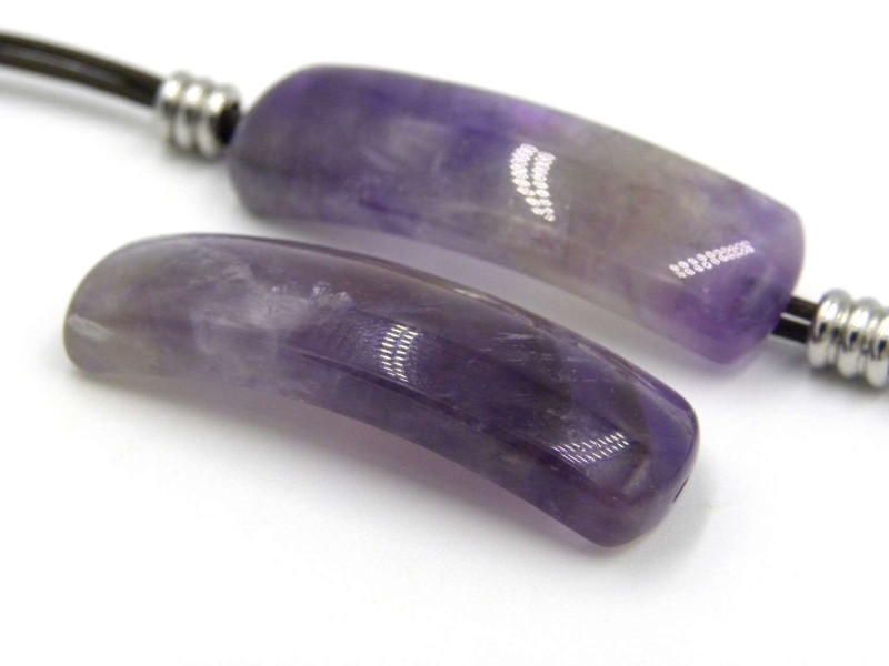 11 x 37 mm (0.4 x 1.5 Inch) Long Arched Real Amethyst Gemstone Connector, Hole 1.2 mm (1 Pc.)