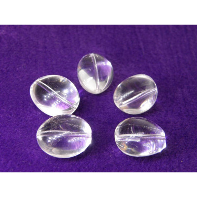 Große ovale natürliche Bergkristall-Perlen 20 x 15 mm, polierte Edelstein-Perlen - 5 Perlen