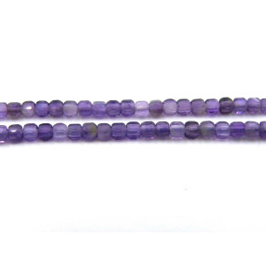 2 mm Small Faceted Natural Amethyst Cube Beads