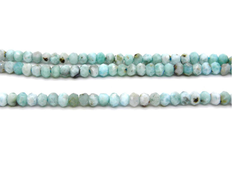 Kleine facettierte Larimar Rondelle-Perlen 4 mm - Hellblau - 20 Perlen