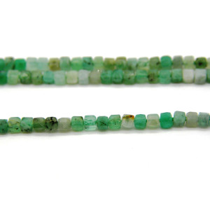 2 mm Tiny Faceted Natural Emerald Cube Beads