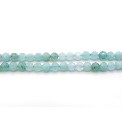 3.5 mm Mini Round Faceted Amazonite, Tiny Real Gemstone Seed Beads (30 Loose Beads)