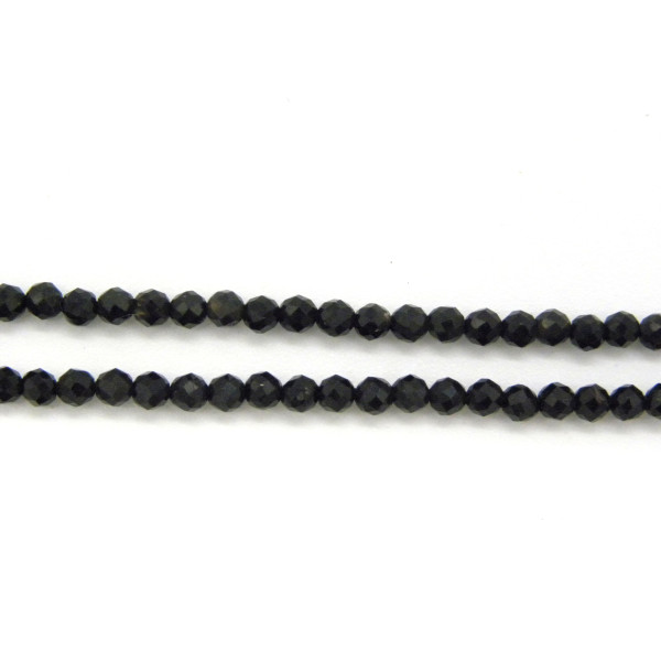 2 mm Mini Round Faceted Black Onyx Beads, Tiny Facet Cut Gemstone Seed Beads - 1 Strand or 40 Beads