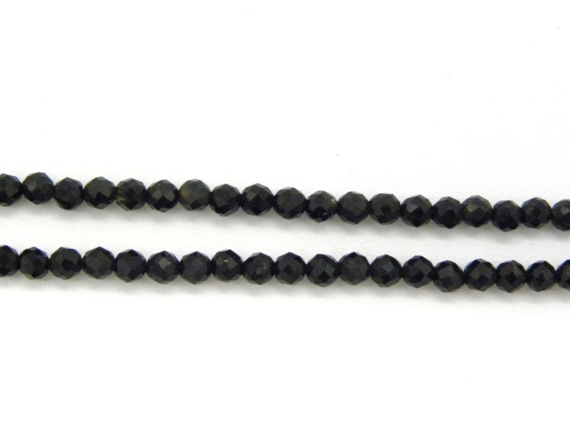 2.2 mm Small Round Faceted Black Onyx Beads