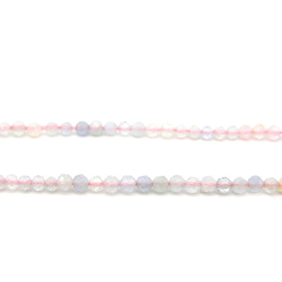 2 mm Mini Round Faceted Pink Morganite Gemstone Beads
