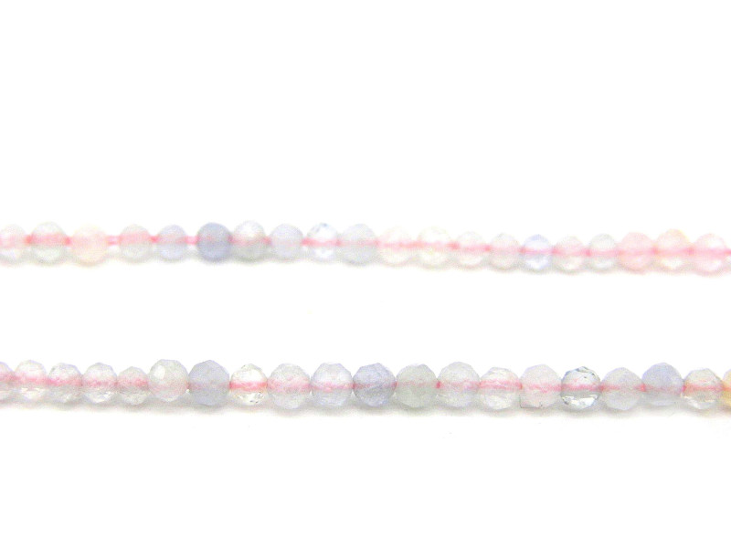 2 mm Mini Round Faceted Pink Morganite Gemstone Beads