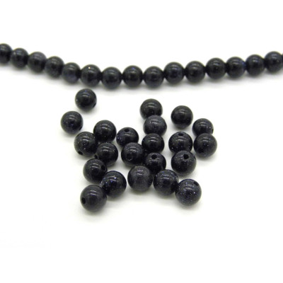 4 mm Round Blue Goldstone Beads, Polished Gemstone Beads - 16 inch strand or 10 beads