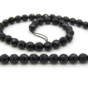 6 mm Small Round Faceted Black Onyx Beads, Faceted...