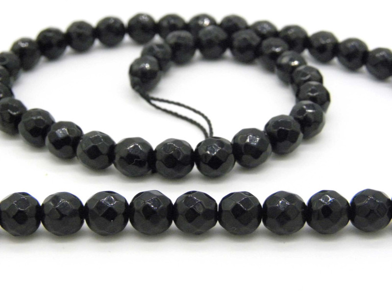 6 mm Small Round Faceted Black Onyx Beads, Faceted Gemstone Beads - 20 Beads or Strand
