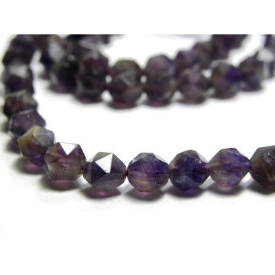Polygonförmige facettierte Amethystperlen 8mm - Klasse A