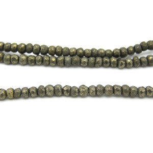 3 mm Small Round Faceted Pyrite Rondelle Beads