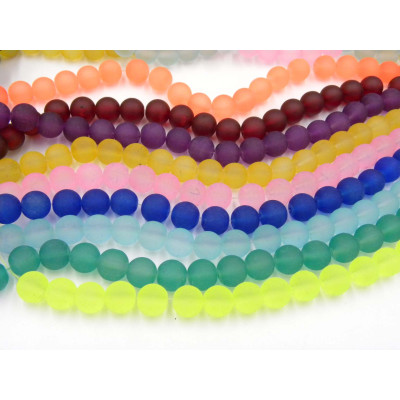 12 mm Large Round Mat Frosted Glass Beads (10 Beads) - Colour Choice