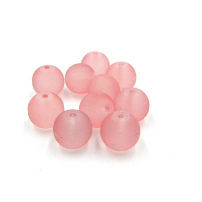 12 mm Large Round Mat Frosted Glass Beads - Dirty Pink (10 Pc.)