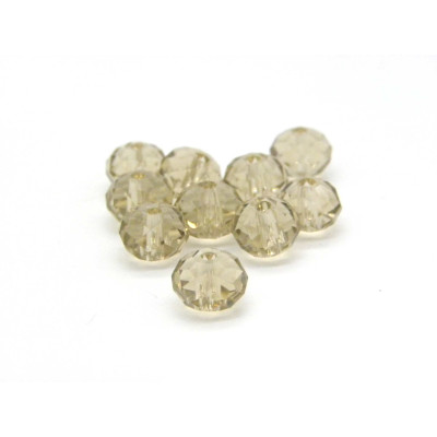 6 mm Faceted Flat Round Glass Beads (Rondelle Beads) - Light Colorado Topaz