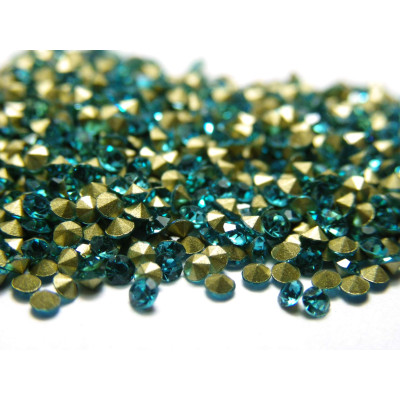 Strasssteine mit spitzer Rückseite, Chatons - 1,9 mm - Aquamarine (100 Stk.)