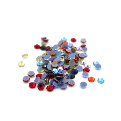 2 mm (6ss) Small Grade A Glass Hotfix Rhinestones Iron-On Stones - Mixed Colours (100 Pc.)