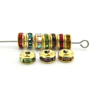 6 mm Gold plated Round Rhinestone Spacers, Crystal...