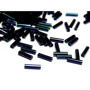 6 mm Long Round Miyuki Bugle Beads - Metallic Dark...