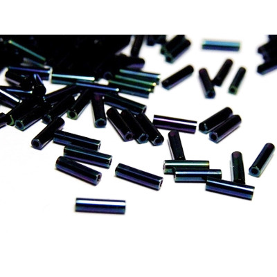 6 mm Long Round Miyuki Bugle Beads - Metallic Dark Blue Iris 426 - 15 g