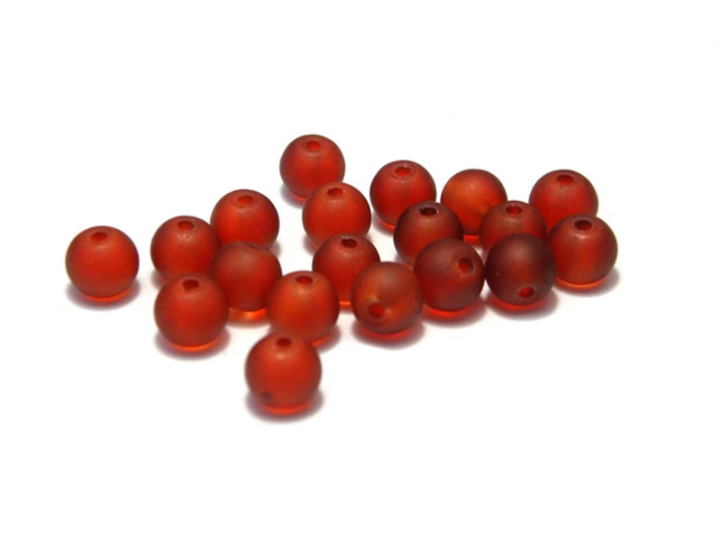 25 Stck. Gefrostete runde Glasperlen 6 mm - Braun