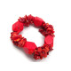 Small-Sized Costume Jewellery Elastic Bracelet with Real Red Agate and Howlite Gemstones (Red)