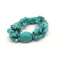 Small-Sized Costume Jewellery Elastic Bracelet with Real Turquoise and Howlite Gemstones (Blue)