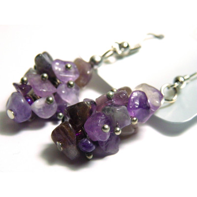 5 cm Edelstein-Chip-Ohrringe - Modeschmuck - Amethyst