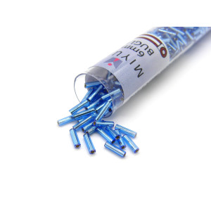 6 mm (Size 2) Long Round Miyuki Bugle Beads - Silv...