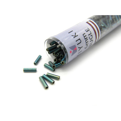 6 x 1.7 mm (Size 2) Large Round Miyuki Bugle Beads - Matt Metallic Patina Iris (BGL2-92008) -  XL Vial 17 g