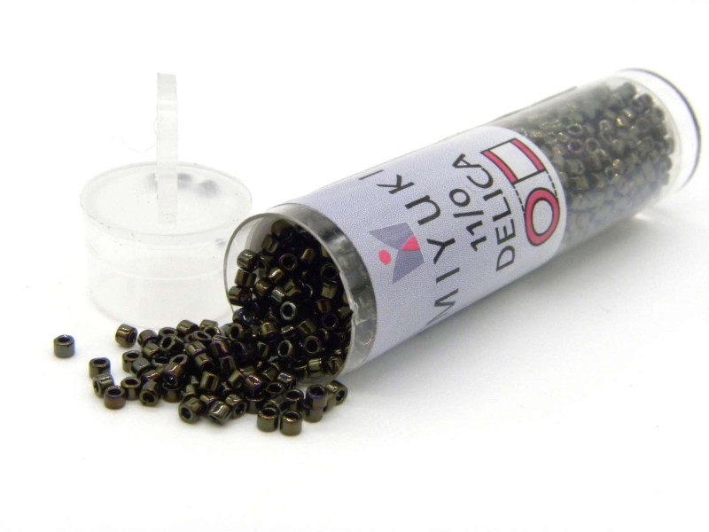 11/0 (1.6 x 1.3 mm) Miyuki Delica Japanese Seed Beads, Cylindrical Seed Beads - Brown Iris - DB 007 - 7.2 g Vial
