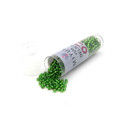 11/0 (1.6 x 1.3 mm) Miyuki Delica Japanese Seed Beads - 7.2 g Vial  - Silver Lined LT Green - DB 046