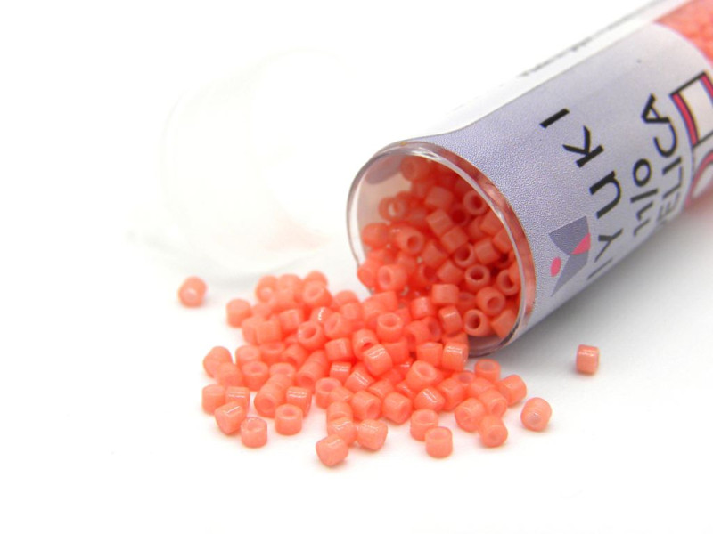 11/0 (1.6 x 1.3 mm) Miyuki Delica Japanese Seed Beads, Cylindrical Seed Beads - DURACOAT OP Salmon - DB 2112 - 7.2 g Vial