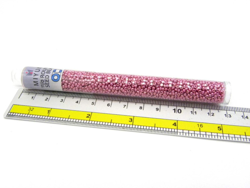 11/0 (2 mm) Miyuki Round Japanese Seed Beads -  DURACOAT Galv Hot Pink (11-94210-TB) - 24 g - 5 inch XL Vial