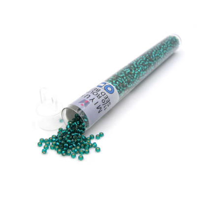 11/0 Miyuki Round Seed Beads - Silver Lined Teal (11-92425-TB) -  5 Inch Vial 24 g