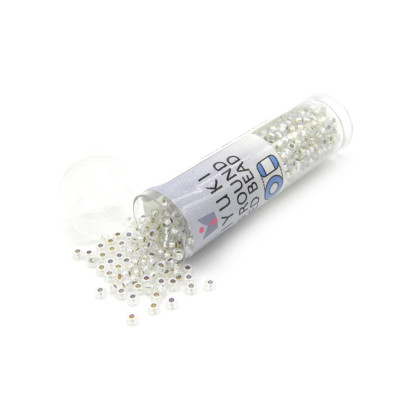 11/0 (2 mm) Miyuki Round Japanese Seed Beads - Silver Lined Crystal (11-91001) - 8.5 g Vial