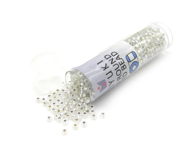 Runde Miyuki Rocailles - 11/0 (2 mm) - Silver Lined Crystal (11-91001) - 8,5 g Röhrchen